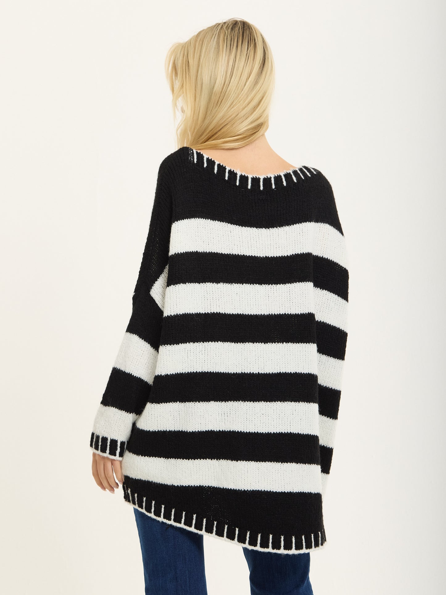 
                  
                    Black White Stripe Wool Blend Jumper
                  
                