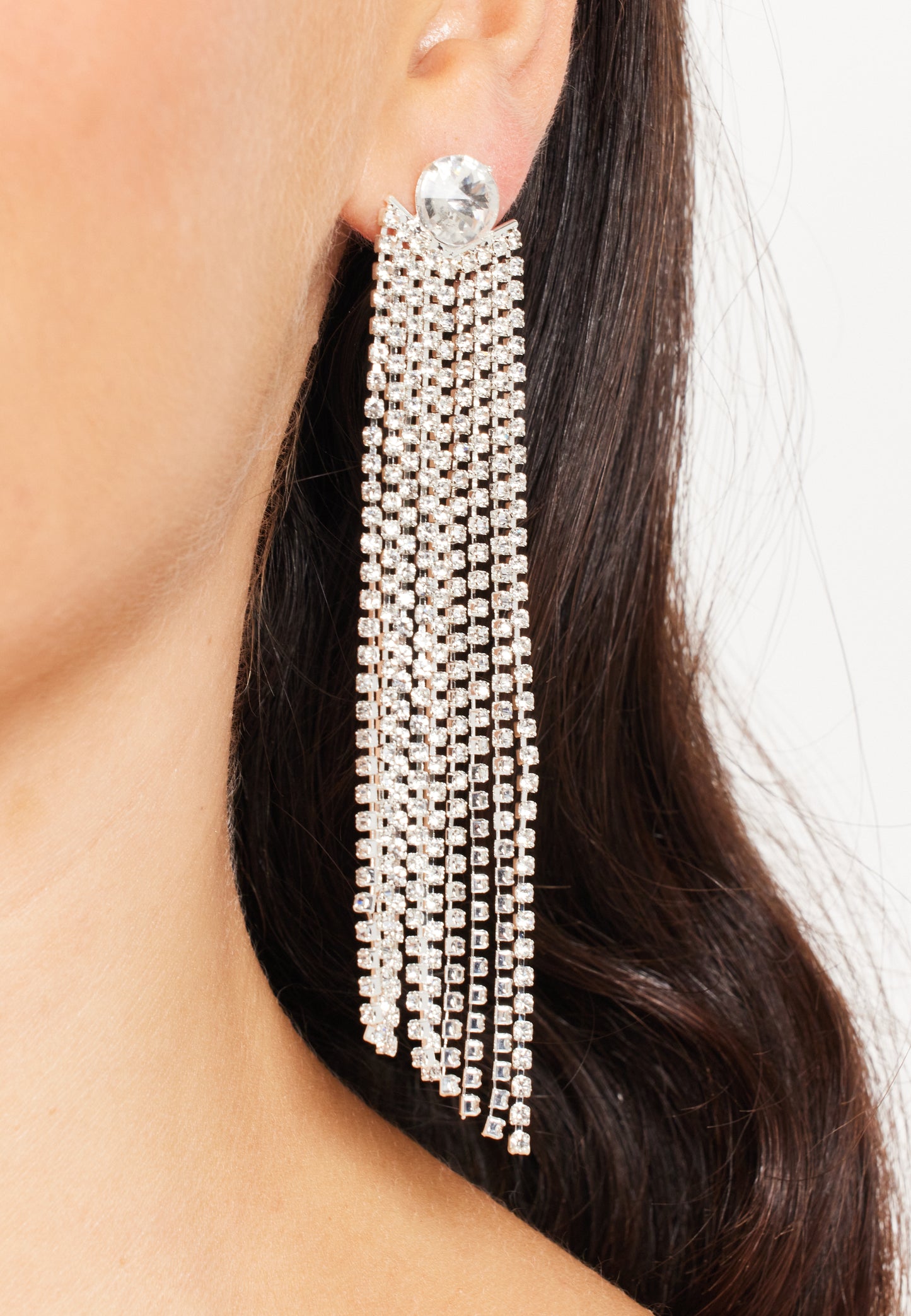 
                  
                    Elegant Rhinestone Tassels Long Dangle Earrings in Grey
                  
                