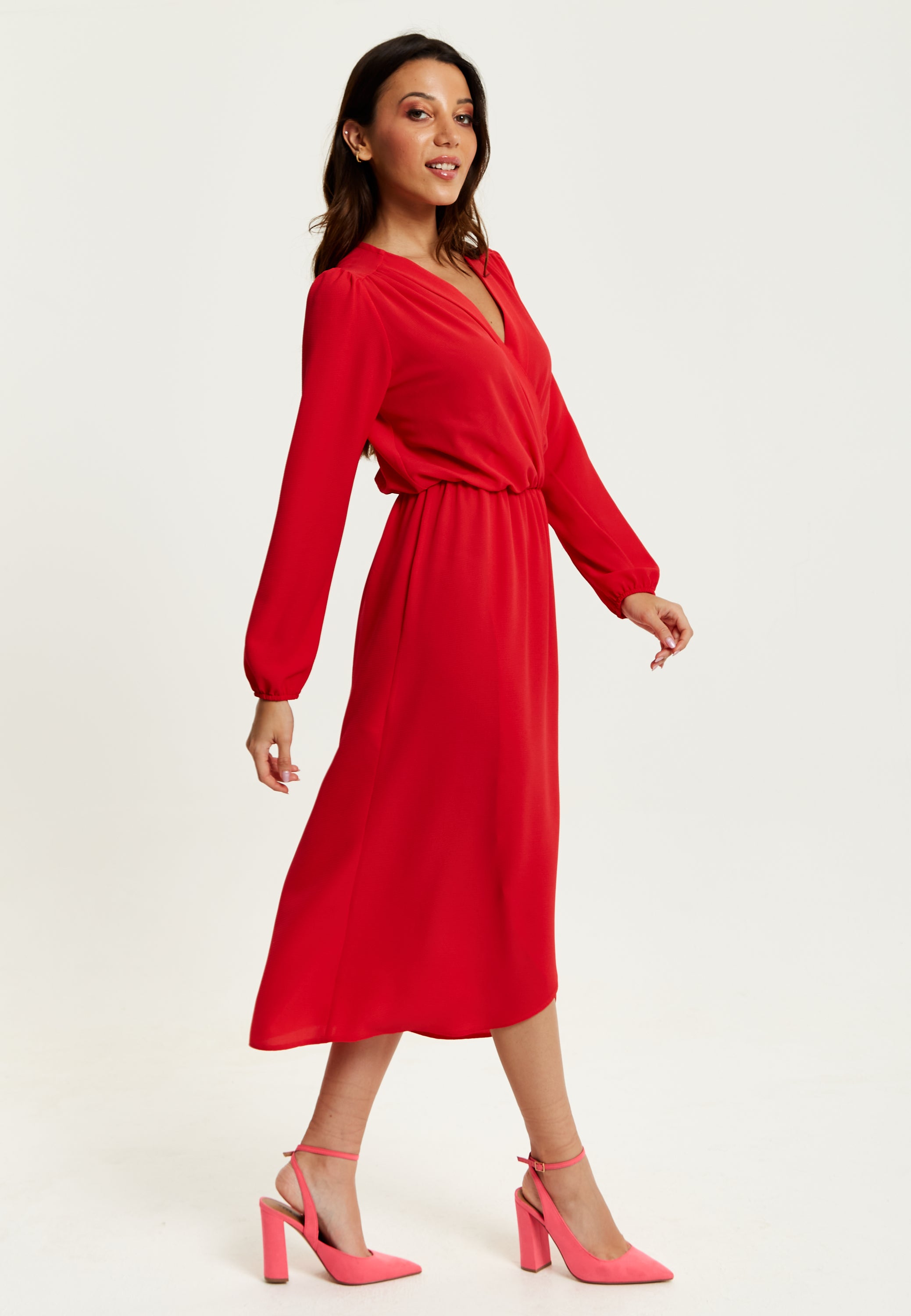Midi wrap dress long sleeve 2025