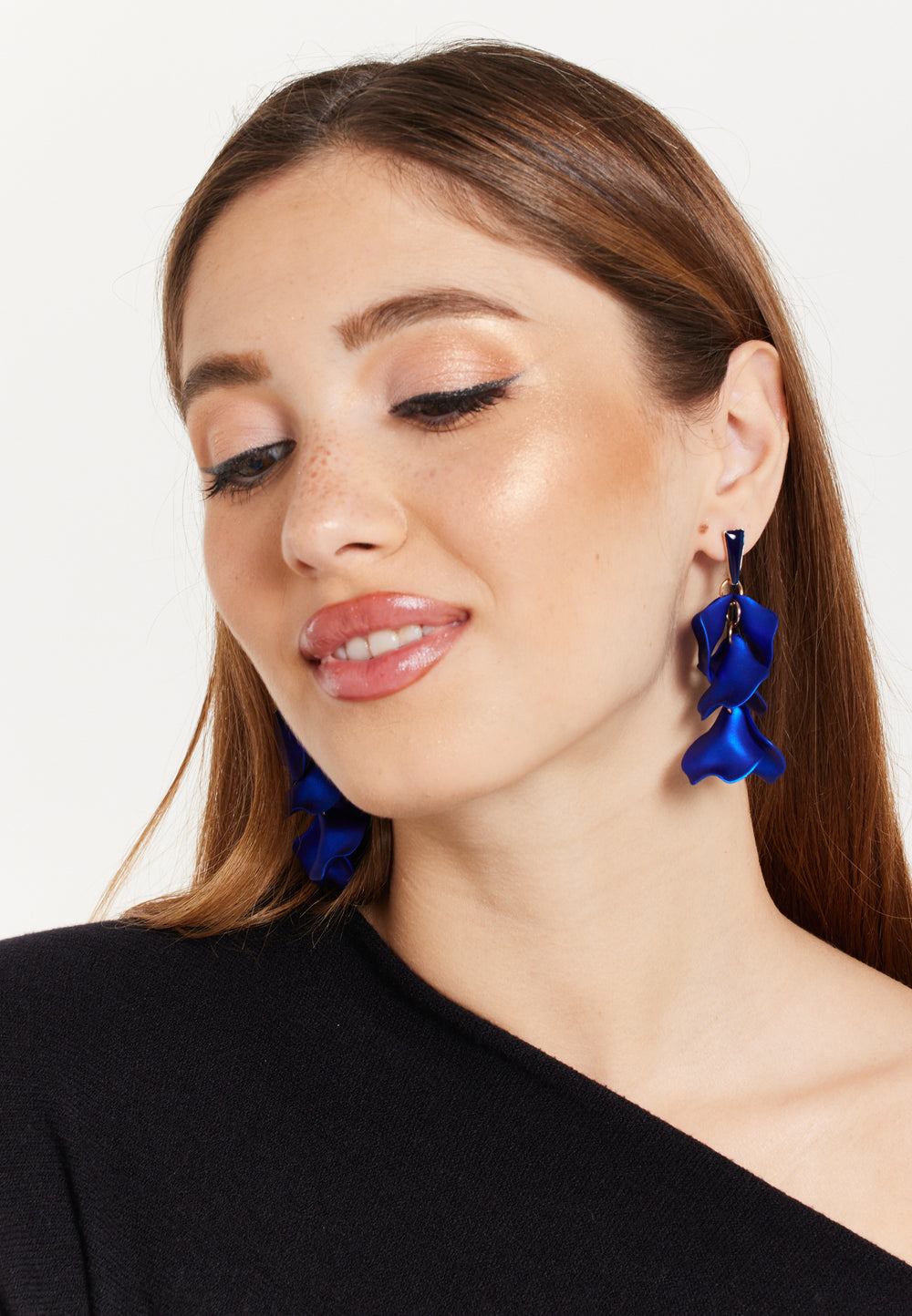 Royal Blue Petal Dangly Earrings