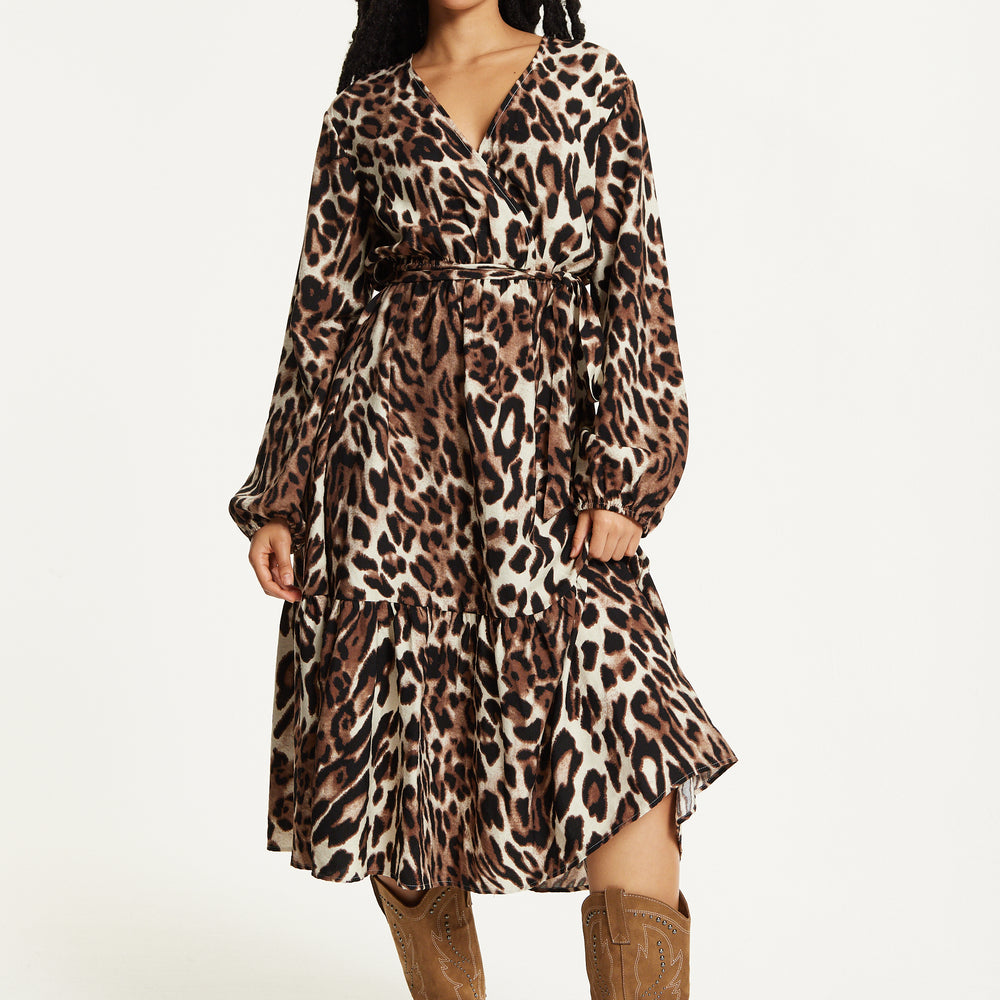 
                  
                    Leopard Print Long Sleeve Midi Dress
                  
                