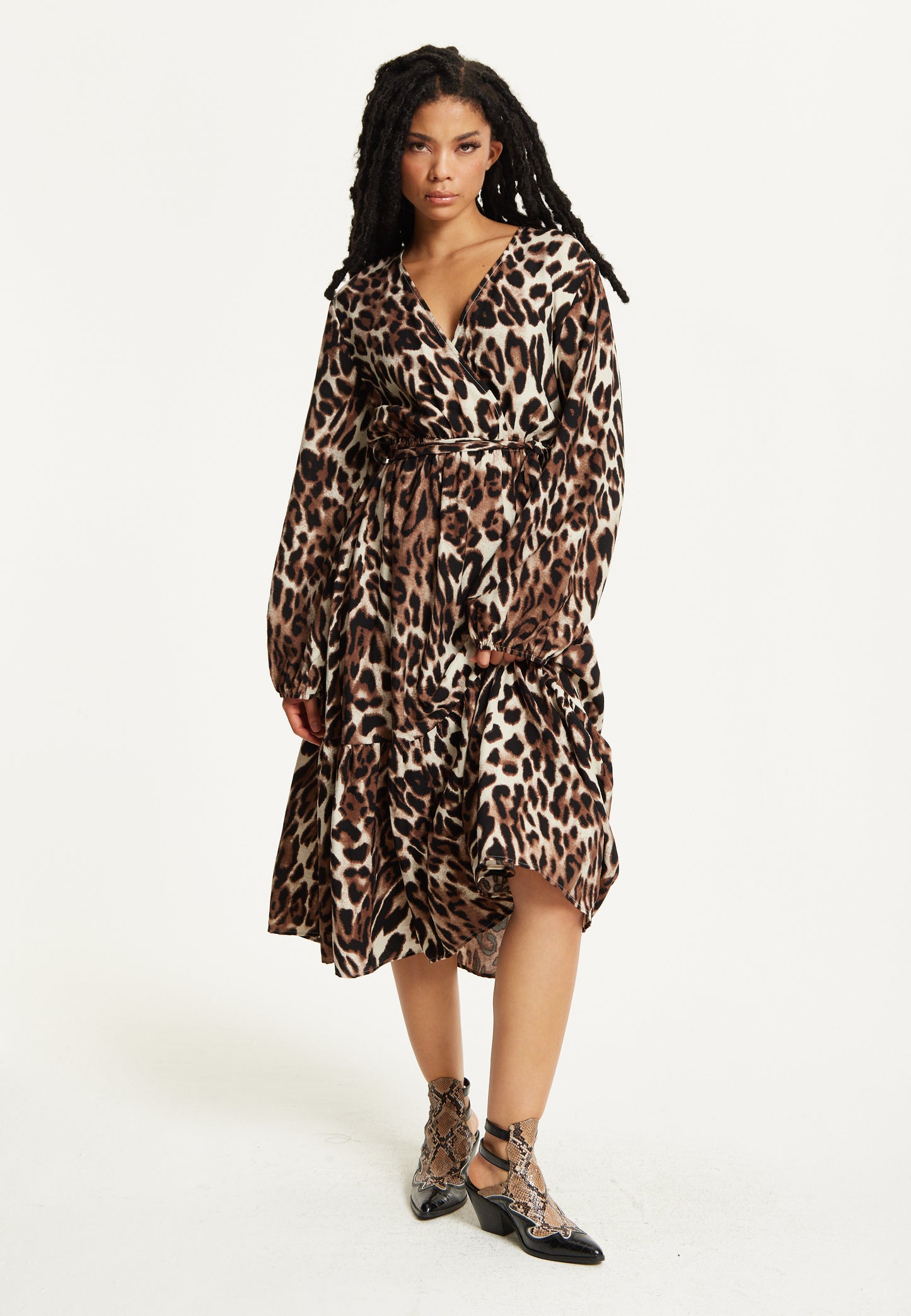 
                  
                    Leopard Print Long Sleeve Midi Dress
                  
                