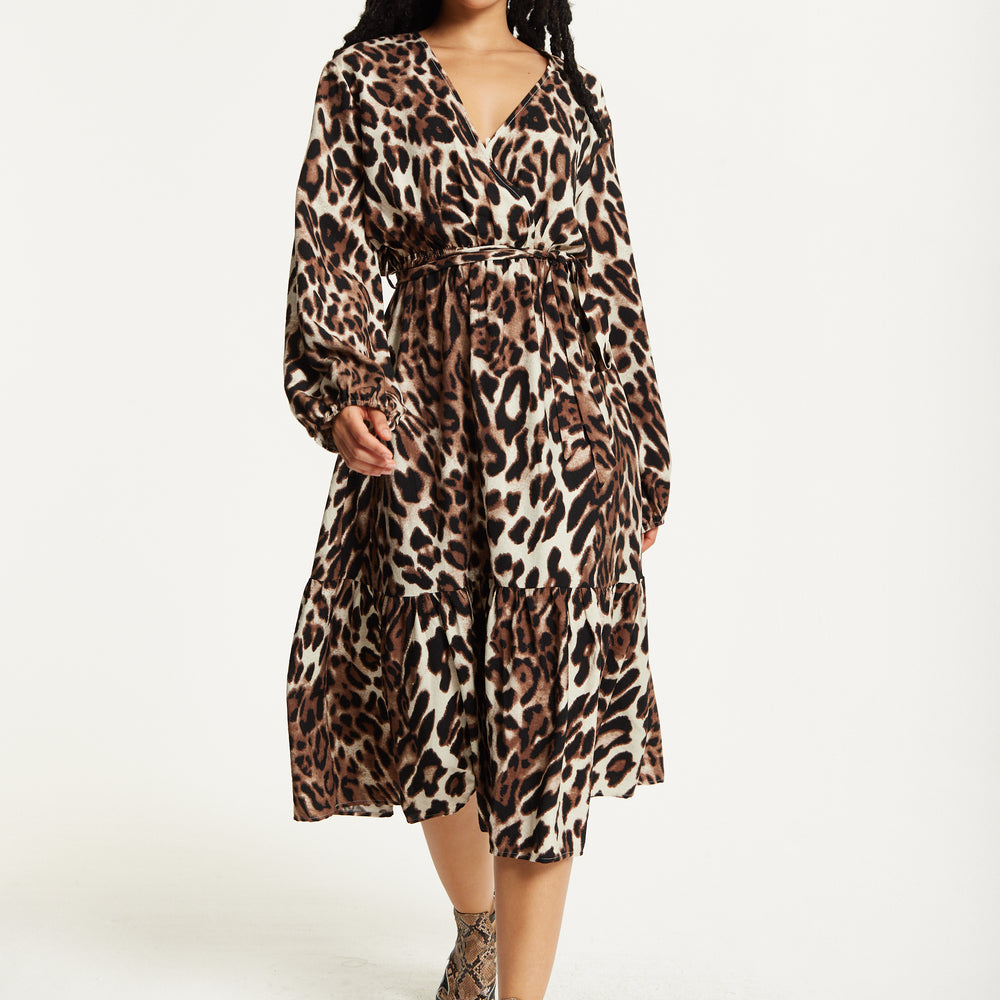 
                  
                    Leopard Print Long Sleeve Midi Dress
                  
                