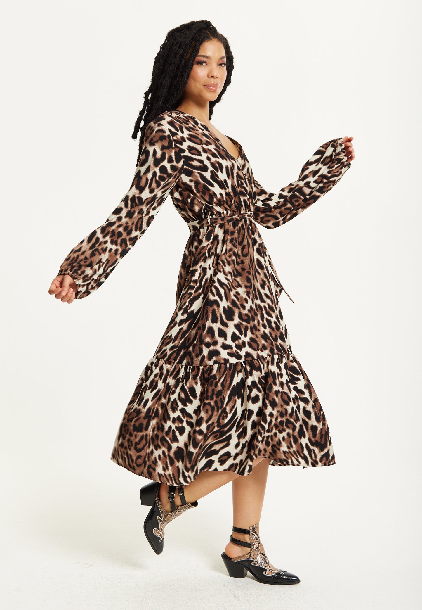 
                  
                    Leopard Print Long Sleeve Midi Dress
                  
                