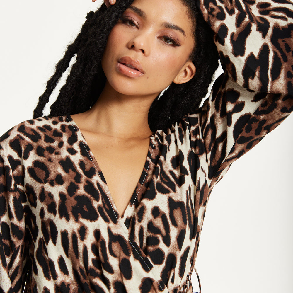 
                  
                    Leopard Print Long Sleeve Midi Dress
                  
                