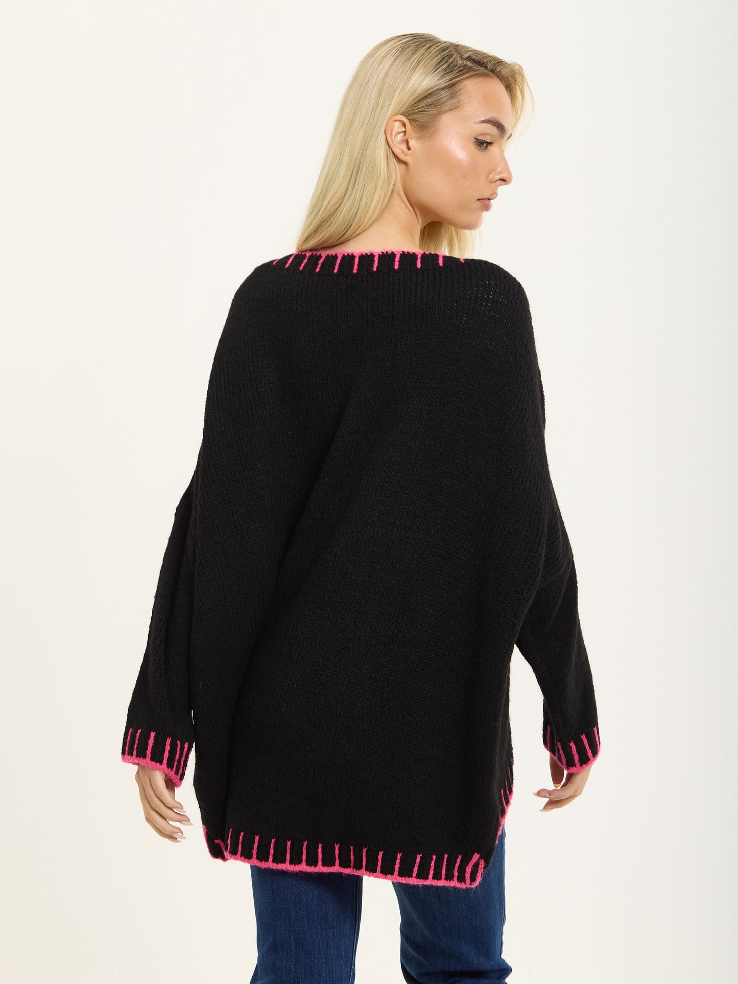 
                  
                    Black Wool Blend Jumper Neon Pink Trim
                  
                