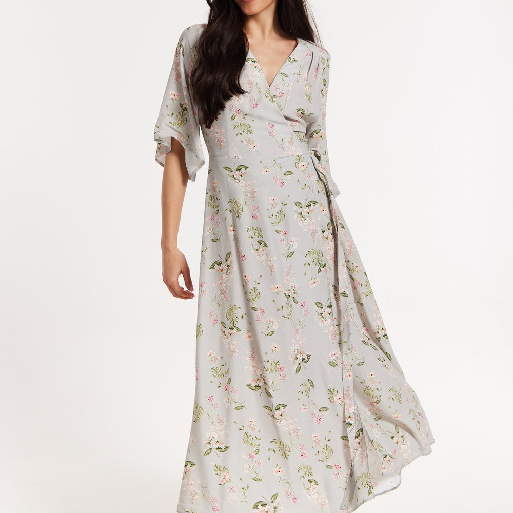 
                  
                    Floral Print Kimono Sleeve Wrap Maxi Dress
                  
                