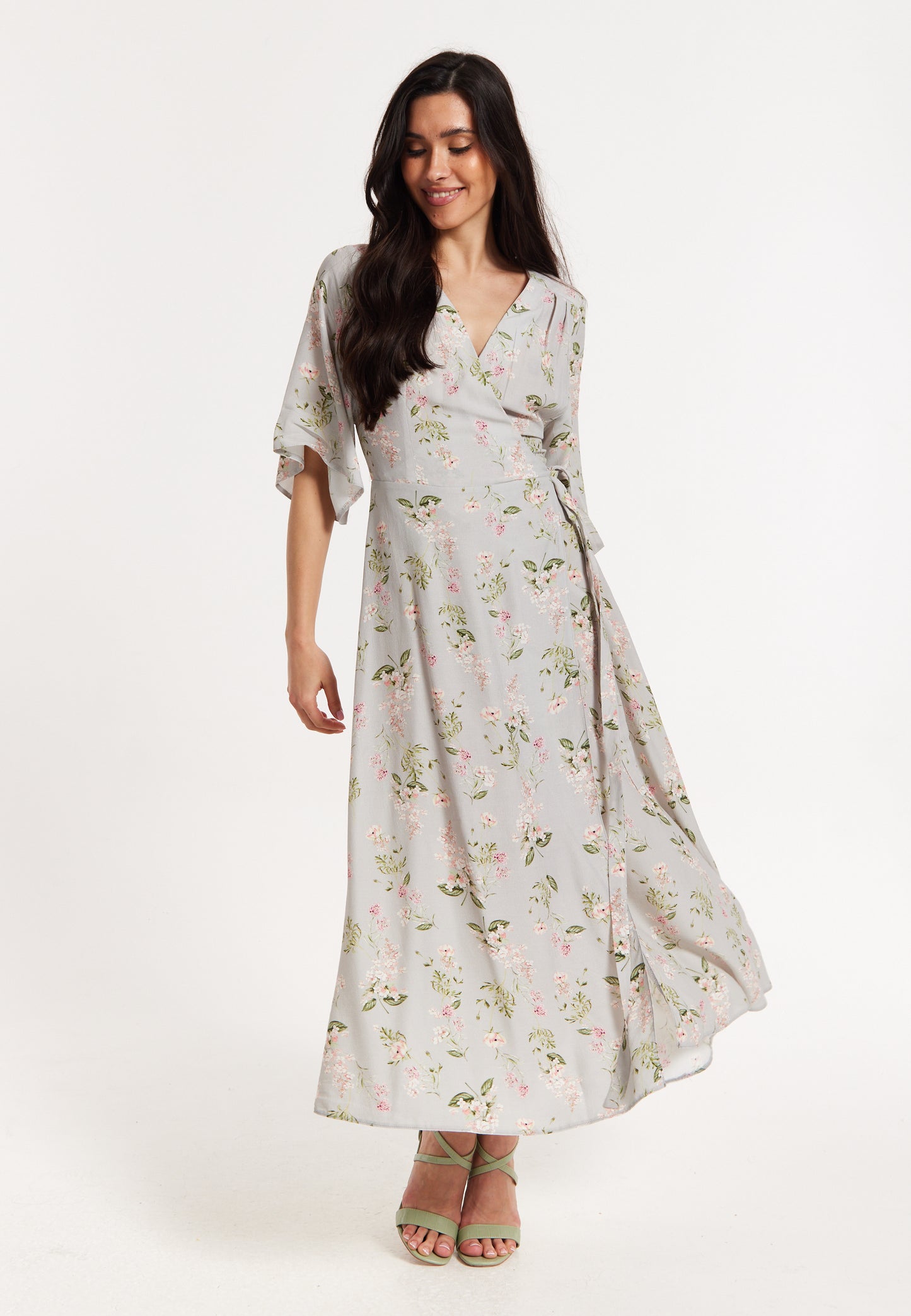 
                  
                    Floral Print Kimono Sleeve Wrap Maxi Dress
                  
                