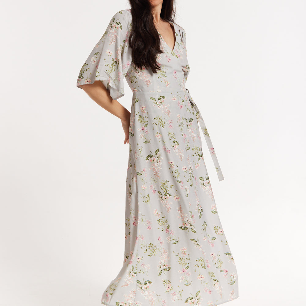 
                  
                    Floral Print Kimono Sleeve Wrap Maxi Dress
                  
                