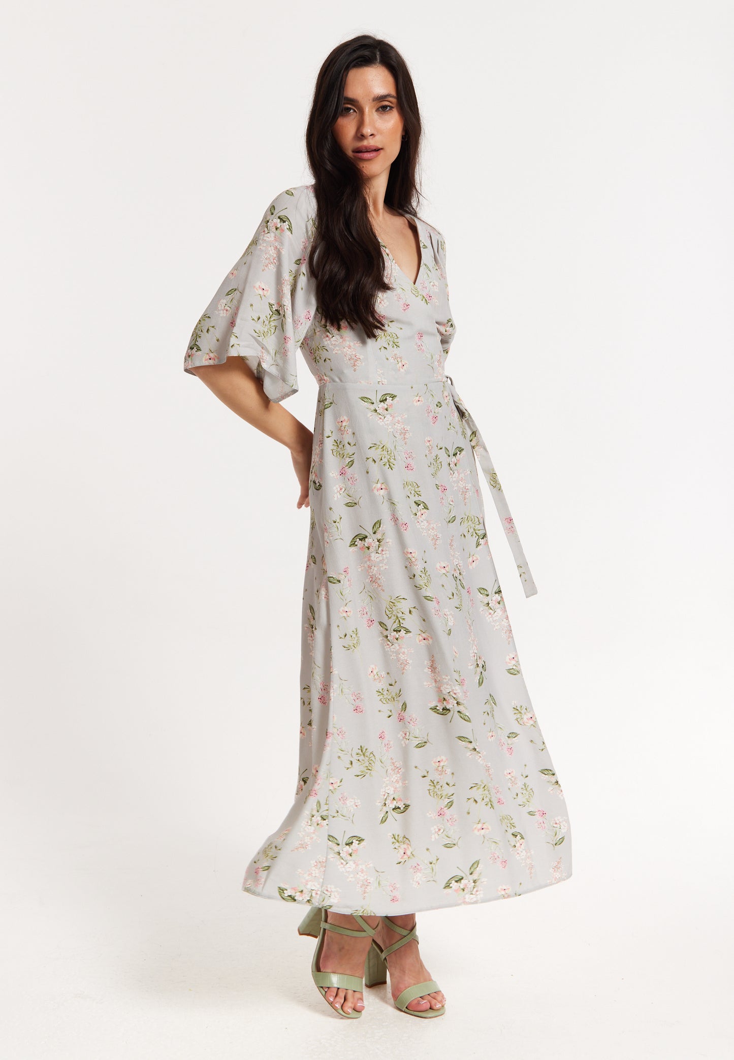 
                  
                    Floral Print Kimono Sleeve Wrap Maxi Dress
                  
                