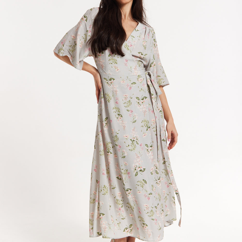 
                  
                    Floral Print Kimono Sleeve Wrap Maxi Dress
                  
                