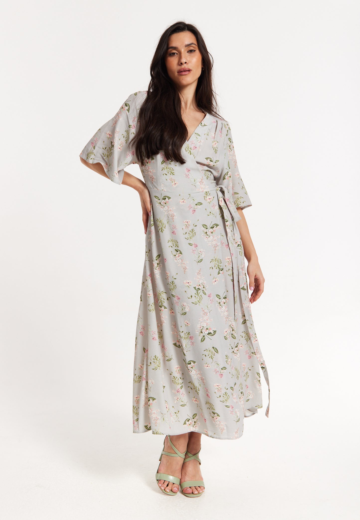 
                  
                    Floral Print Kimono Sleeve Wrap Maxi Dress
                  
                