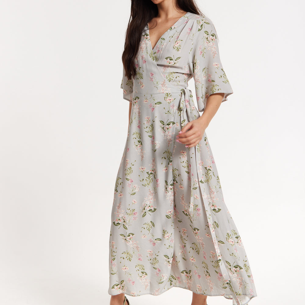 
                  
                    Floral Print Kimono Sleeve Wrap Maxi Dress
                  
                