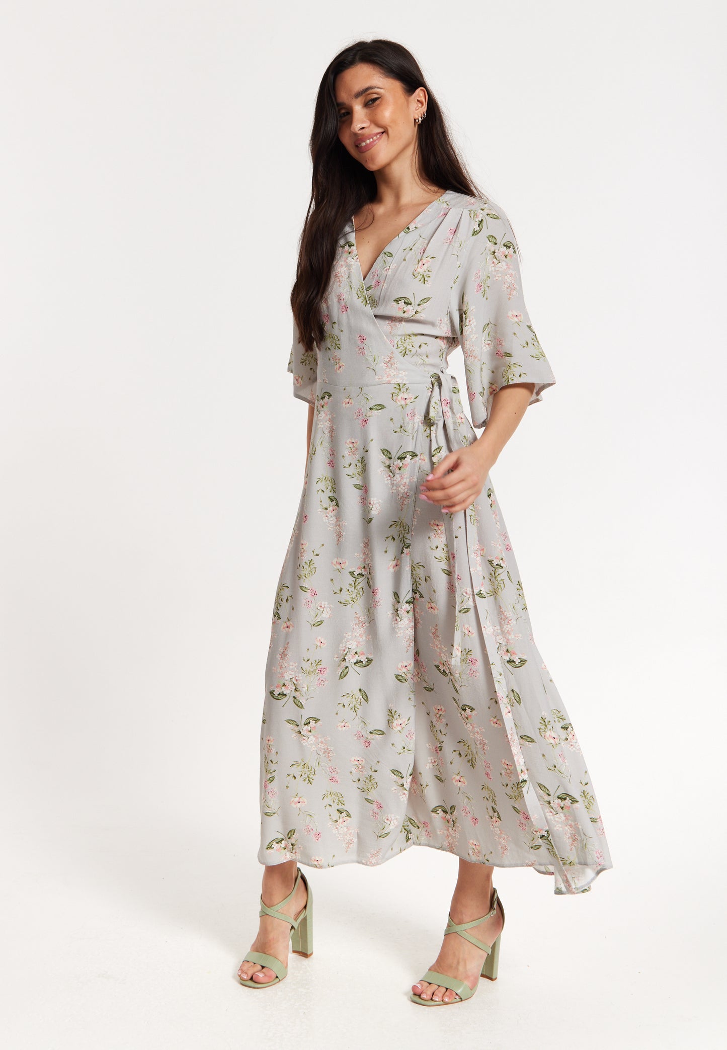 
                  
                    Floral Print Kimono Sleeve Wrap Maxi Dress
                  
                