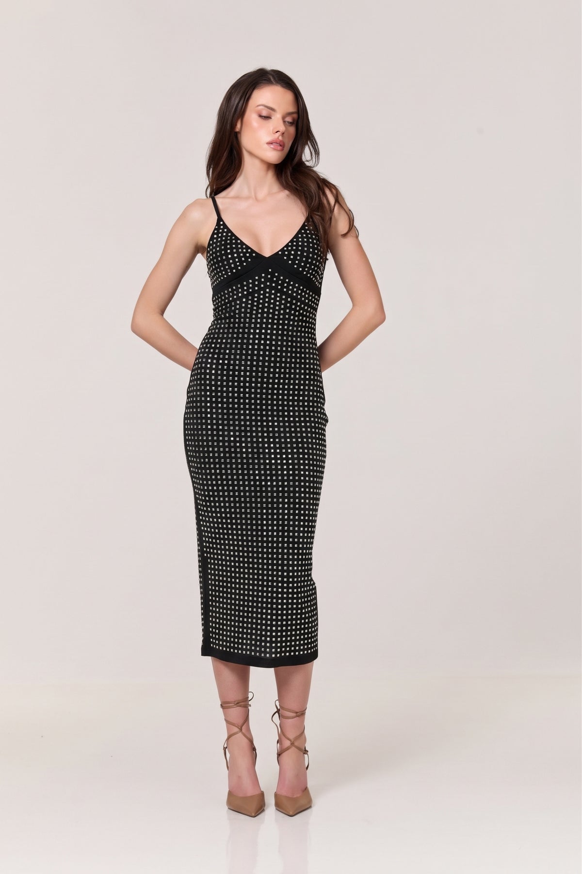 
                  
                    Black Diamante Bodycon Midi Dress
                  
                