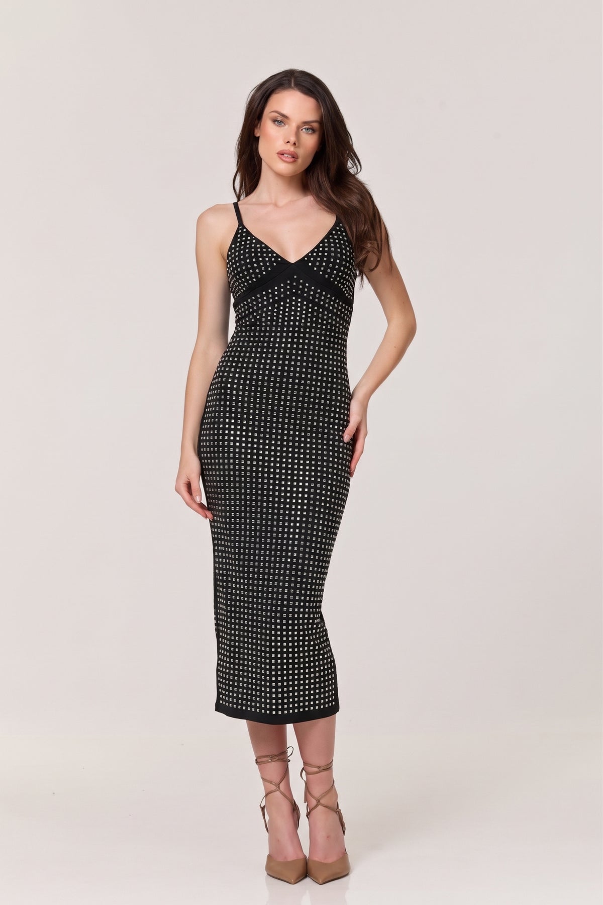 
                  
                    Black Diamante Bodycon Midi Dress
                  
                