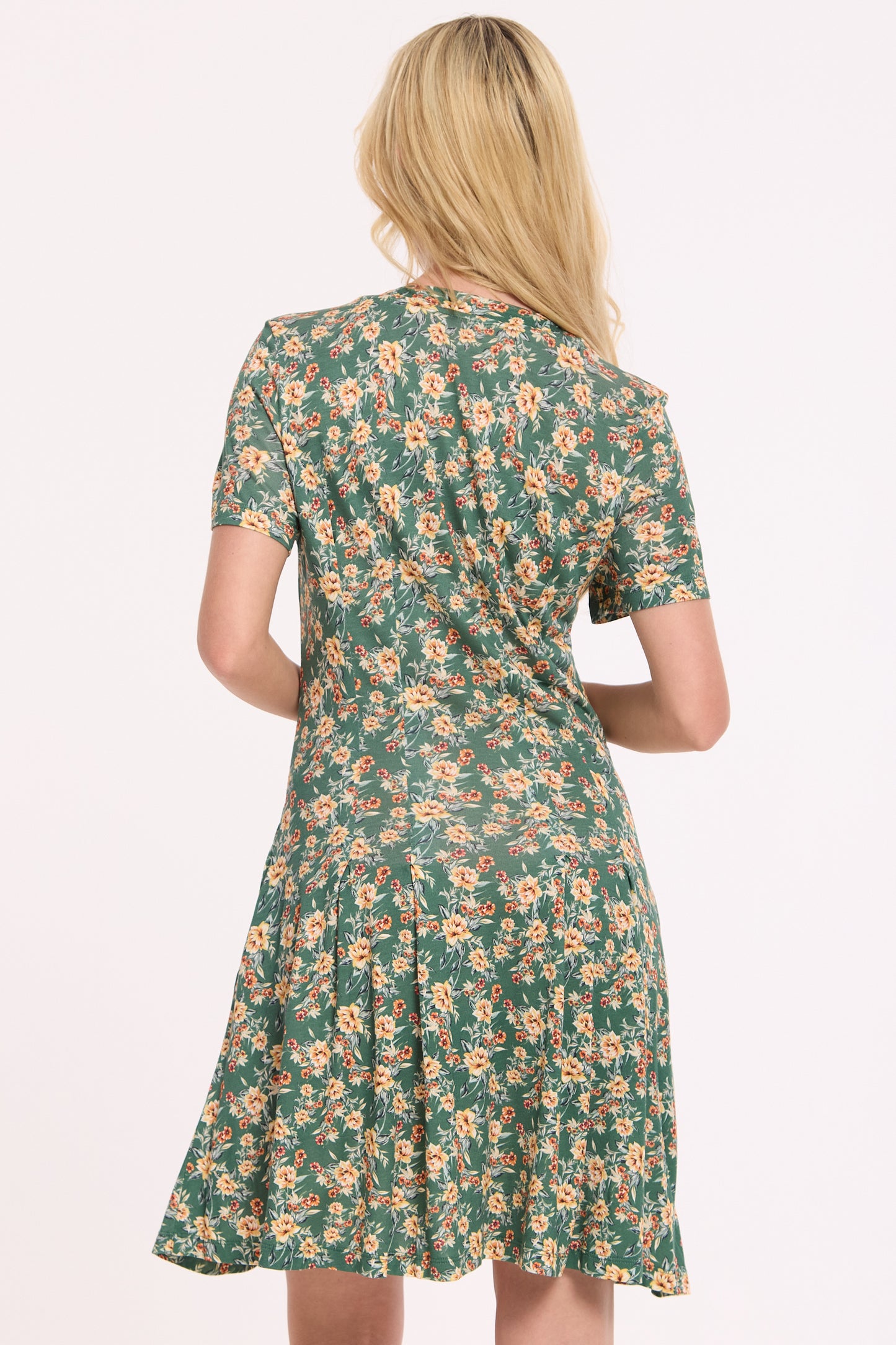
                  
                    Green Floral Button Front Mini Dress
                  
                