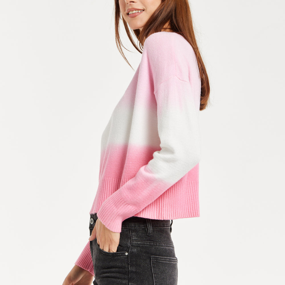 
                  
                    Women's Jumper with Long Sleeves in Chic Pink and White Ombre Design - Perfectly Stylish and Comfortable
                  
                