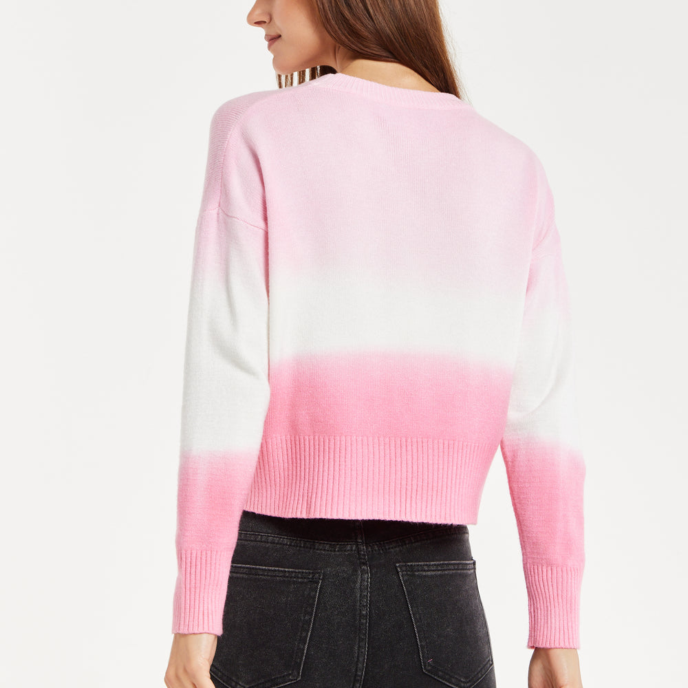 
                  
                    Women's Jumper with Long Sleeves in Chic Pink and White Ombre Design - Perfectly Stylish and Comfortable
                  
                