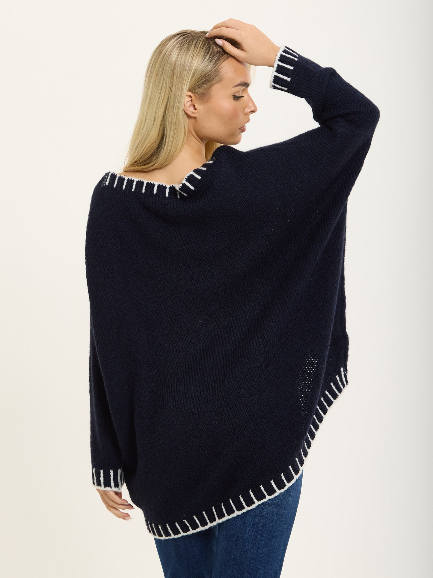 
                  
                    Navy Wool Blend Jumper White Trim
                  
                