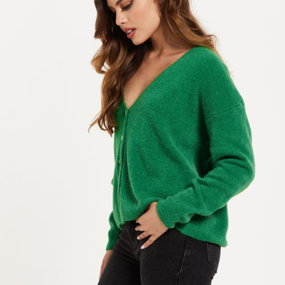 
                  
                    Liquorish Super Soft Cardigan in Green
                  
                