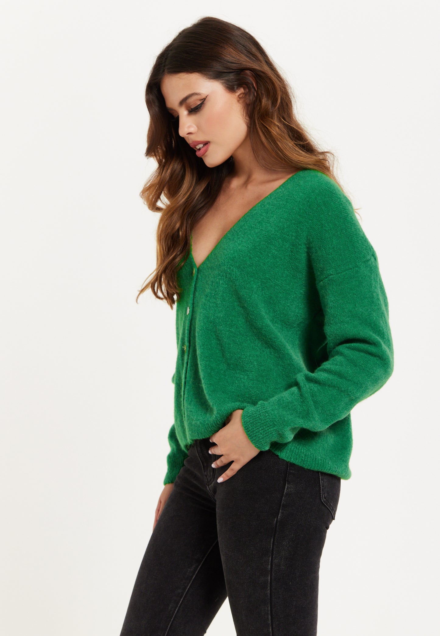 
                  
                    Liquorish Super Soft Cardigan in Green
                  
                