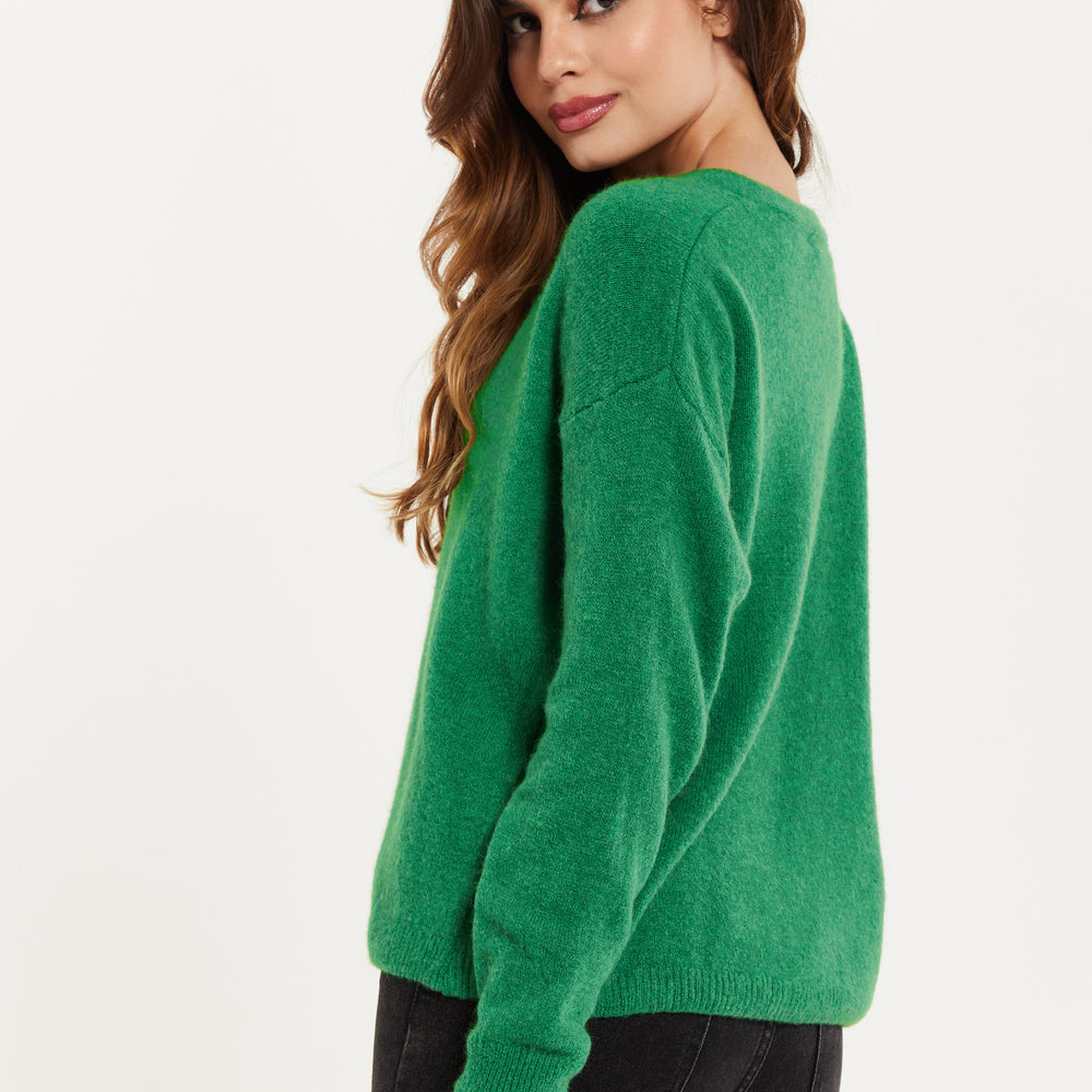 
                  
                    Liquorish Super Soft Cardigan in Green
                  
                