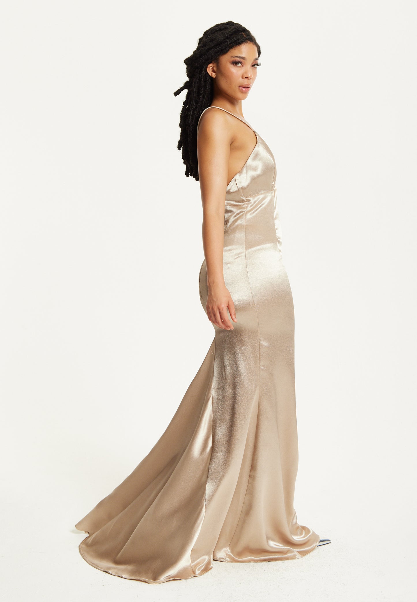 
                  
                    Gold Satin Plunge Maxi Dress
                  
                