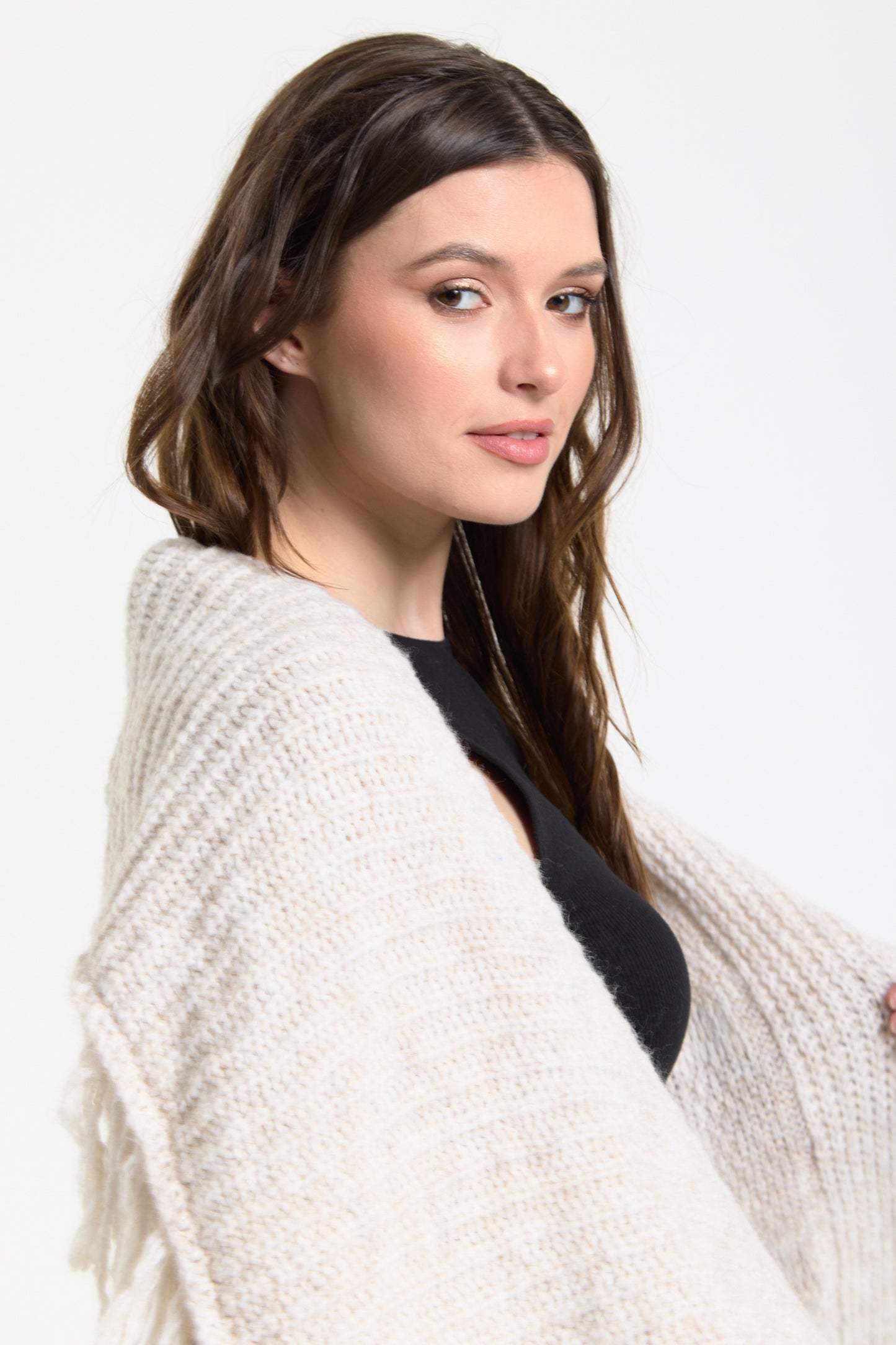 
                  
                    Cream Fringe Knit Cardigan
                  
                