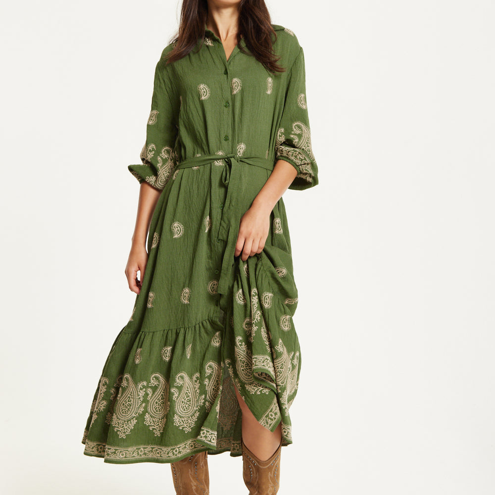 
                  
                    Paisley Embroidered Midi Shirt Dress
                  
                