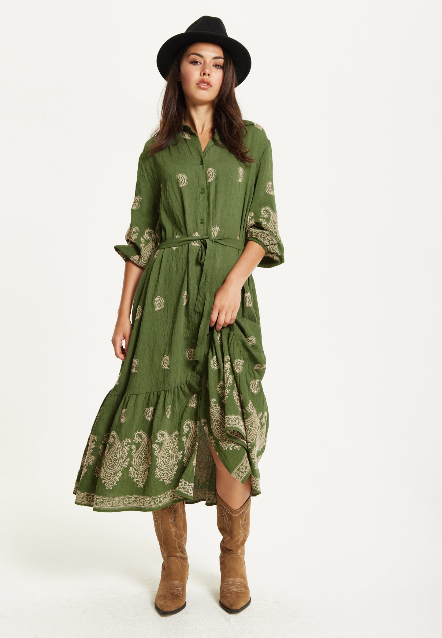 
                  
                    Paisley Embroidered Midi Shirt Dress
                  
                