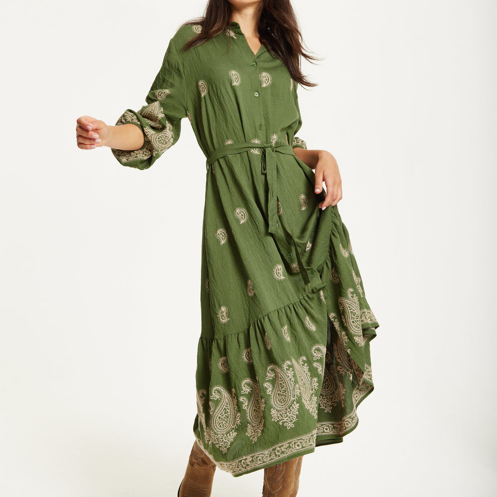 
                  
                    Paisley Embroidered Midi Shirt Dress
                  
                