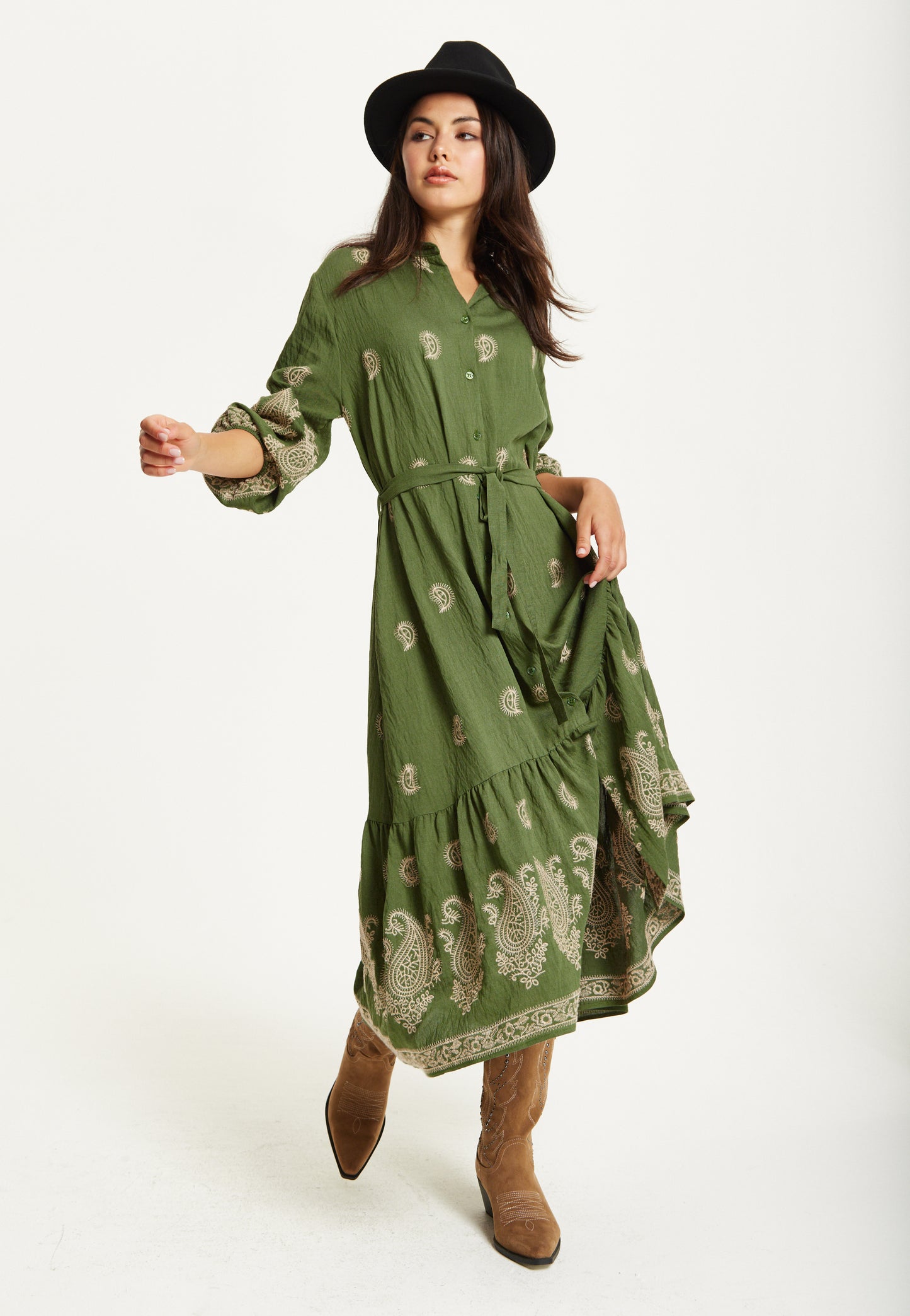 
                  
                    Paisley Embroidered Midi Shirt Dress
                  
                