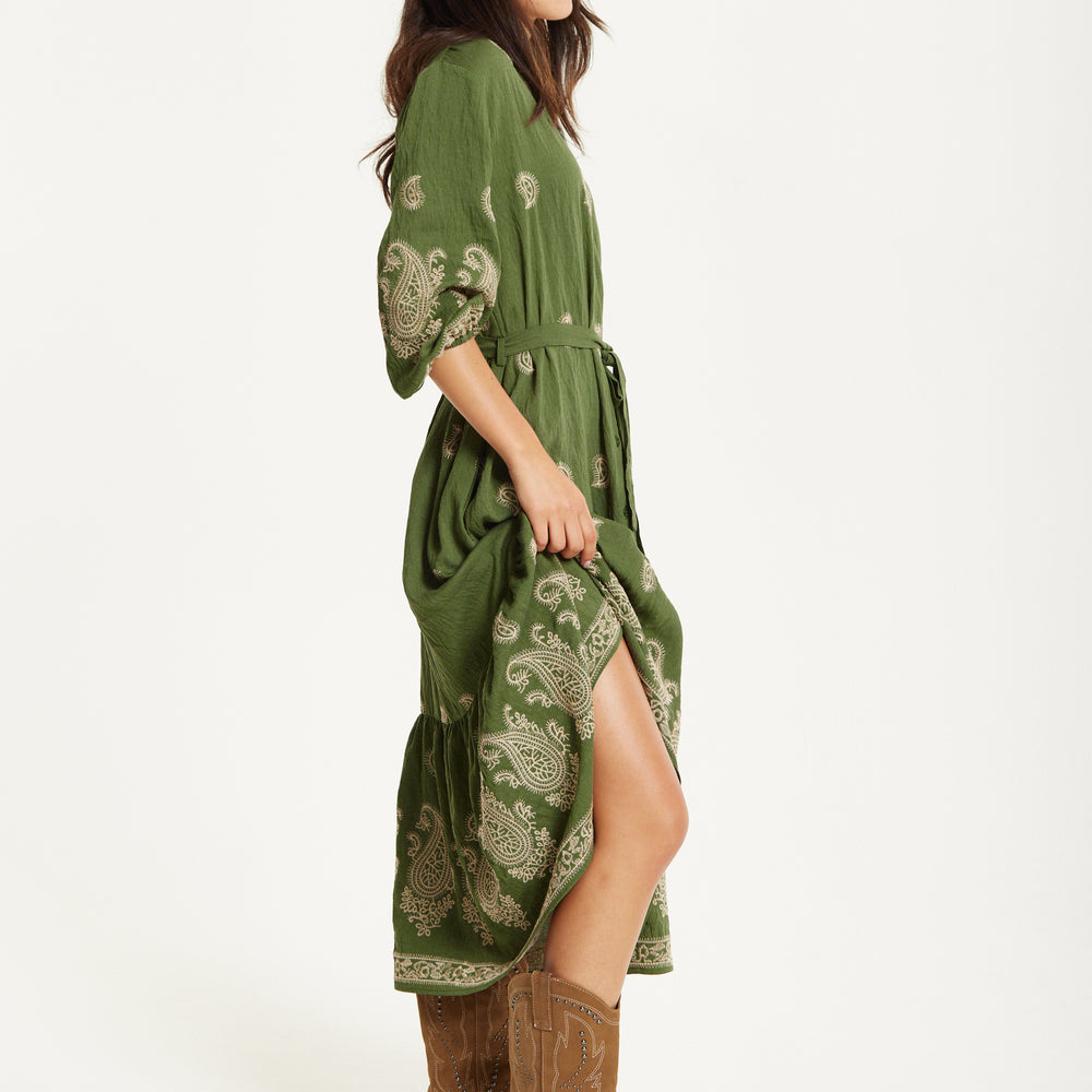 
                  
                    Paisley Embroidered Midi Shirt Dress
                  
                