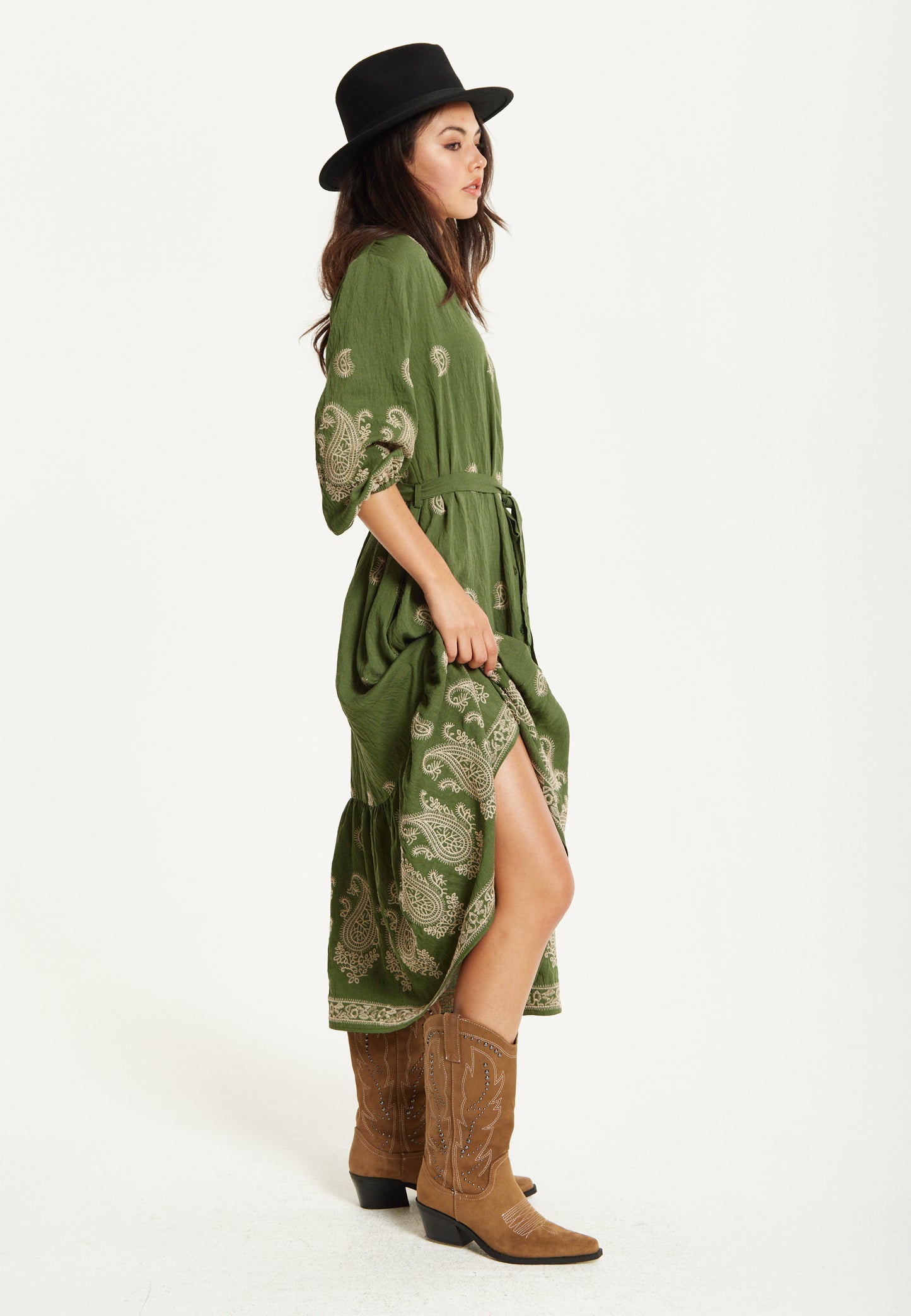 
                  
                    Paisley Embroidered Midi Shirt Dress
                  
                