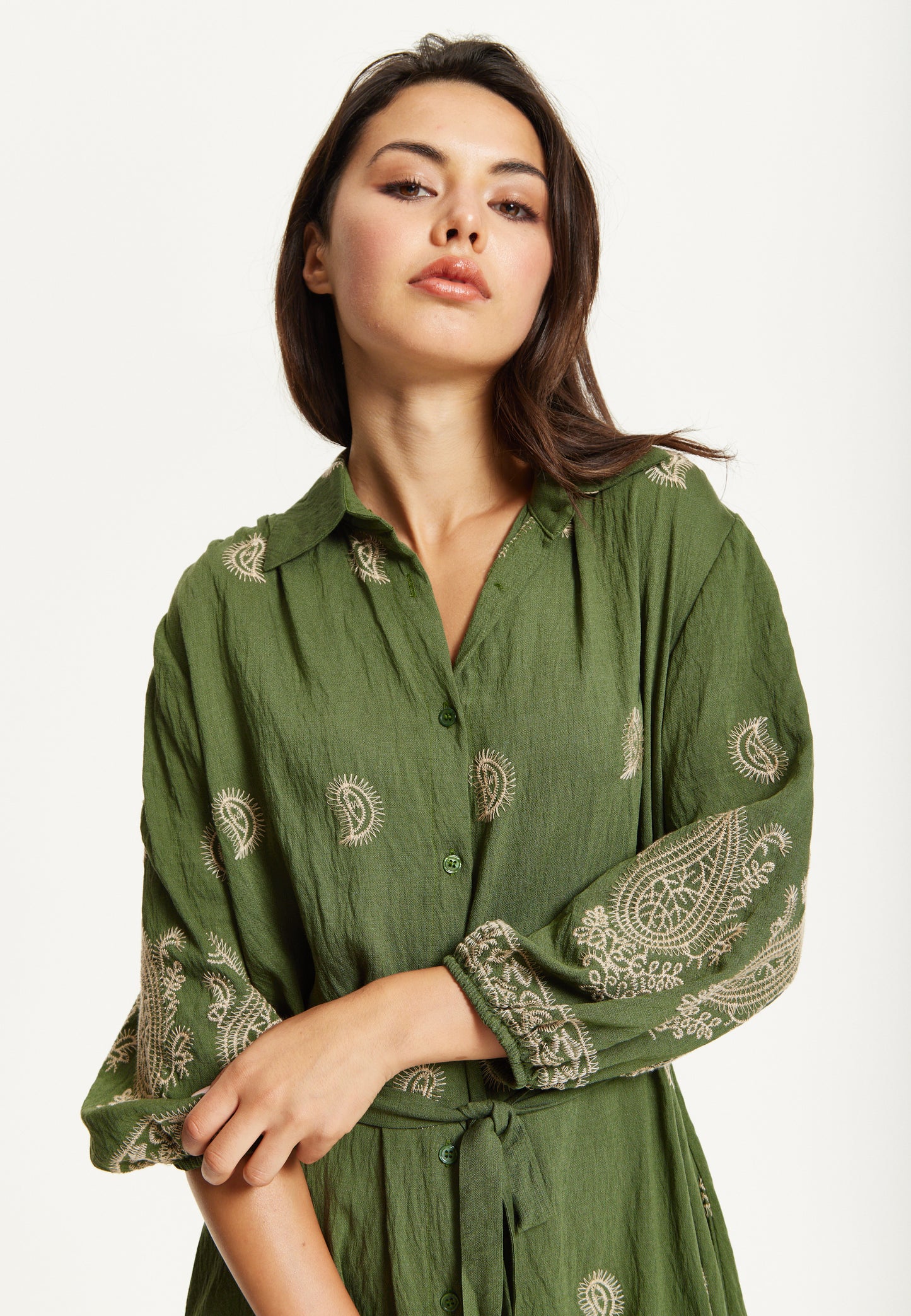
                  
                    Paisley Embroidered Midi Shirt Dress
                  
                