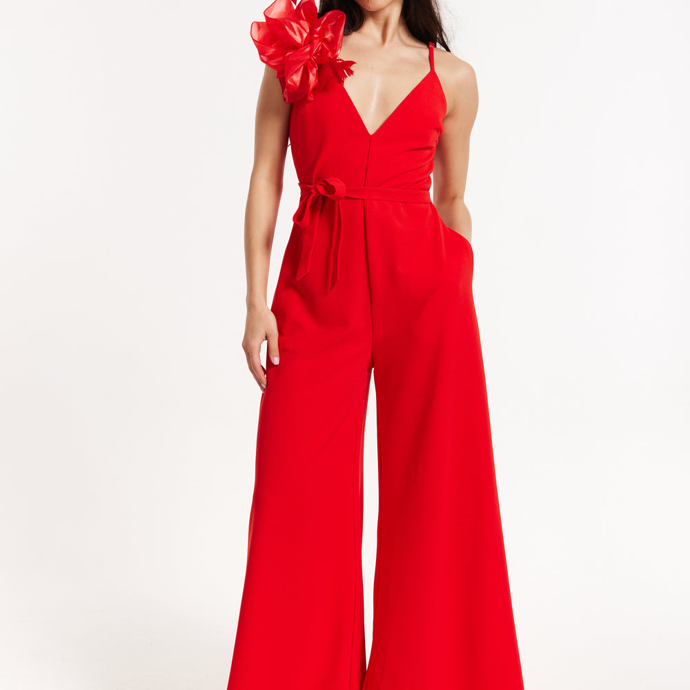 
                  
                    Red Floral Shoulder Wide-Leg Jumpsuit
                  
                