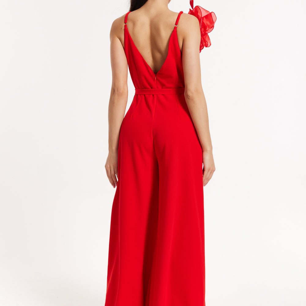 
                  
                    Red Floral Shoulder Wide-Leg Jumpsuit
                  
                