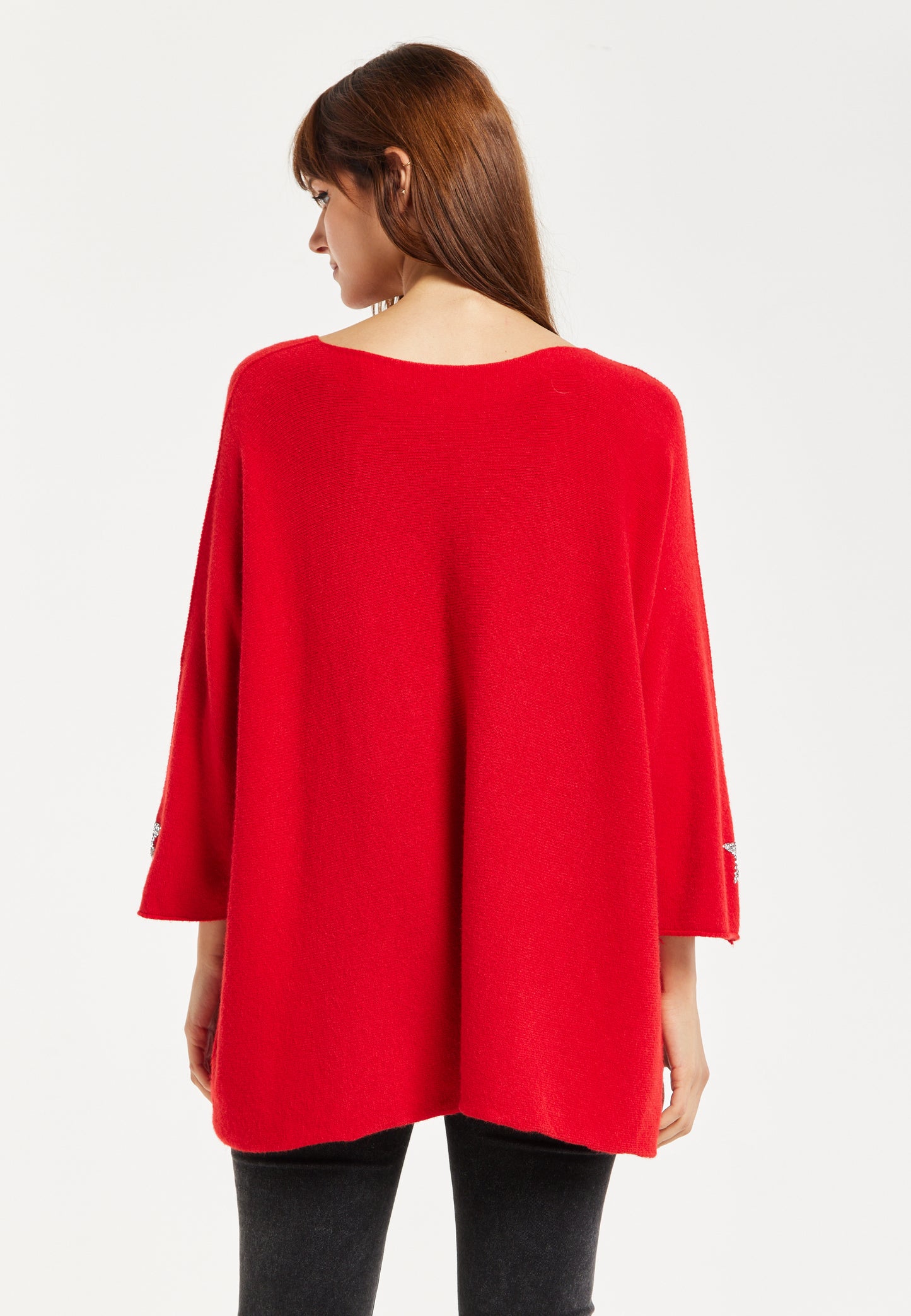 
                  
                    Women's Red Oversized V-Neck Jumper with Star Embellishment by Liquorish
                  
                