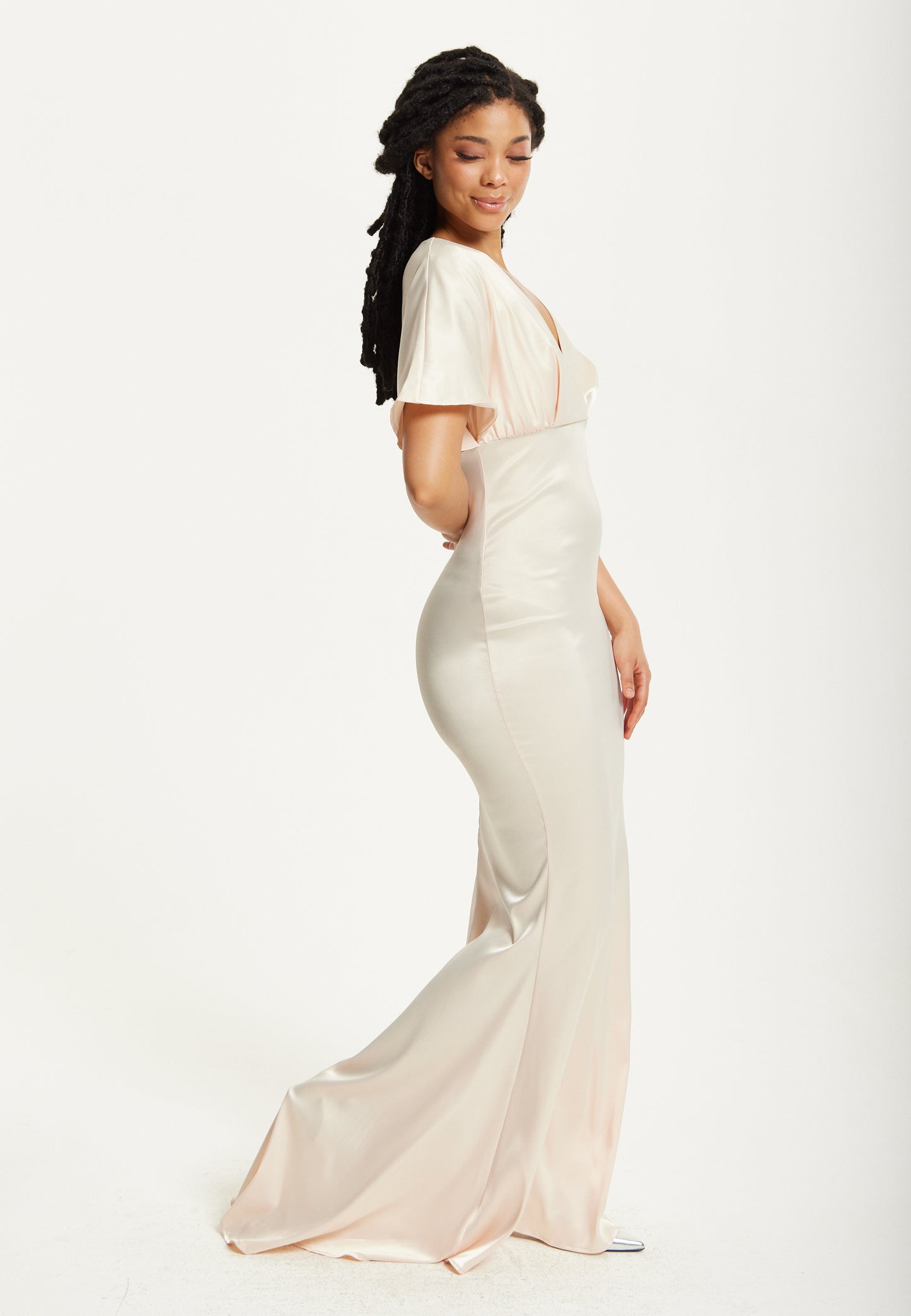 
                  
                    Short Sleeve Light Champagne Maxi Dress
                  
                