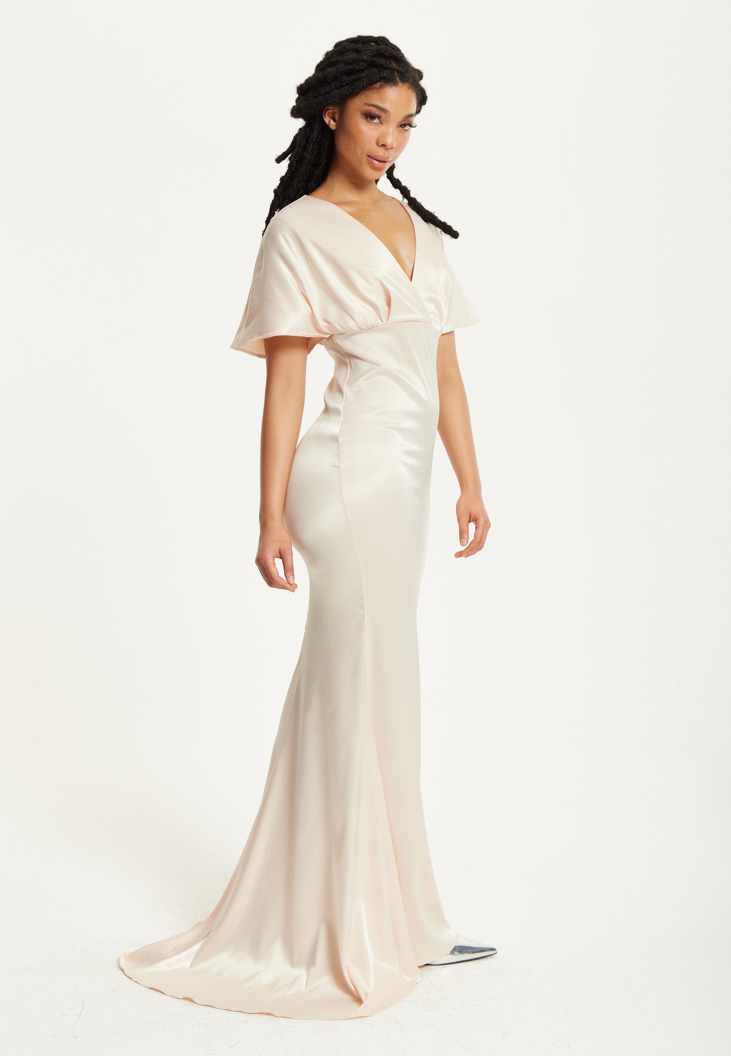 
                  
                    Short Sleeve Light Champagne Maxi Dress
                  
                