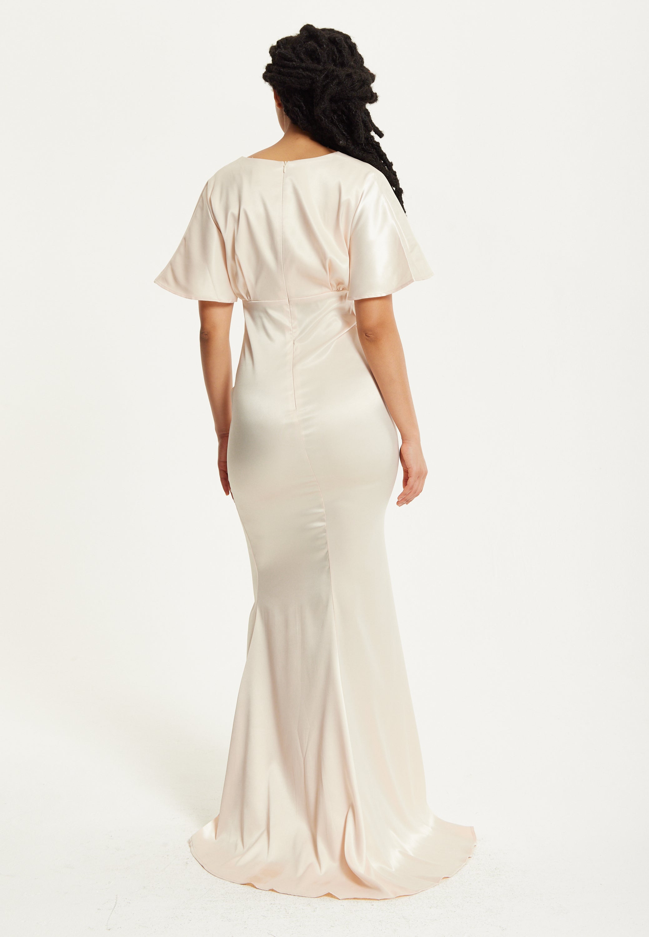 Short Sleeve Light Champagne Maxi Dress  Liquorish Online