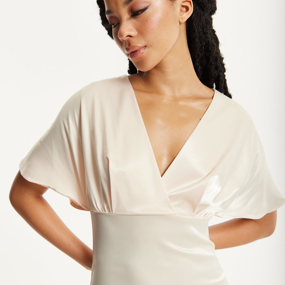 
                  
                    Short Sleeve Light Champagne Maxi Dress
                  
                