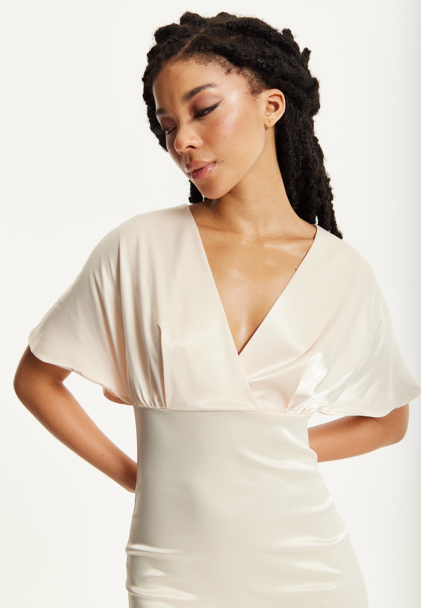 
                  
                    Short Sleeve Light Champagne Maxi Dress
                  
                