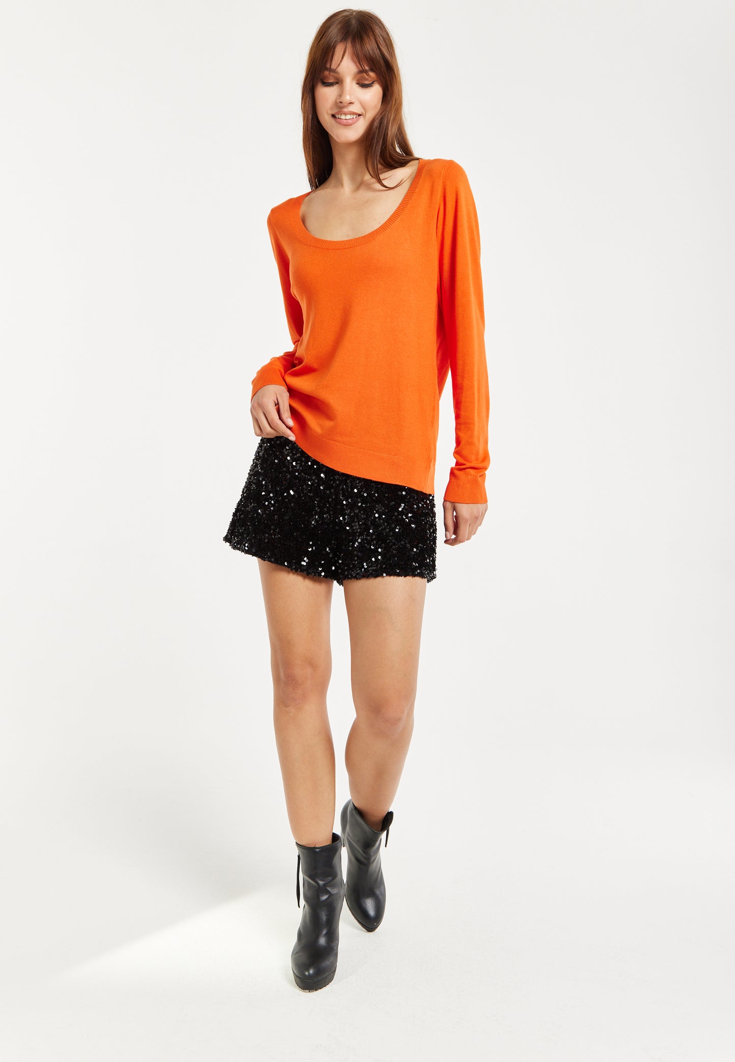 
                  
                    Liquorish Classic Round Neck Orange Pullover
                  
                