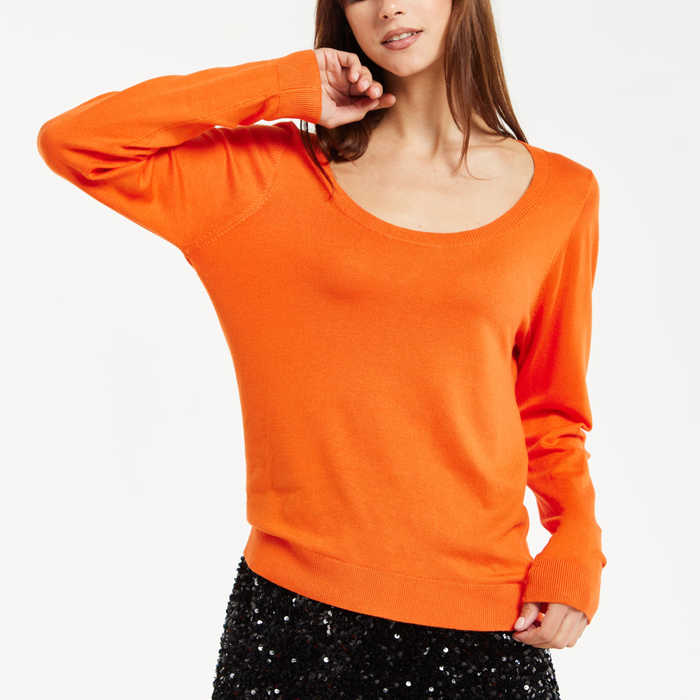 
                  
                    Liquorish Classic Round Neck Orange Pullover
                  
                