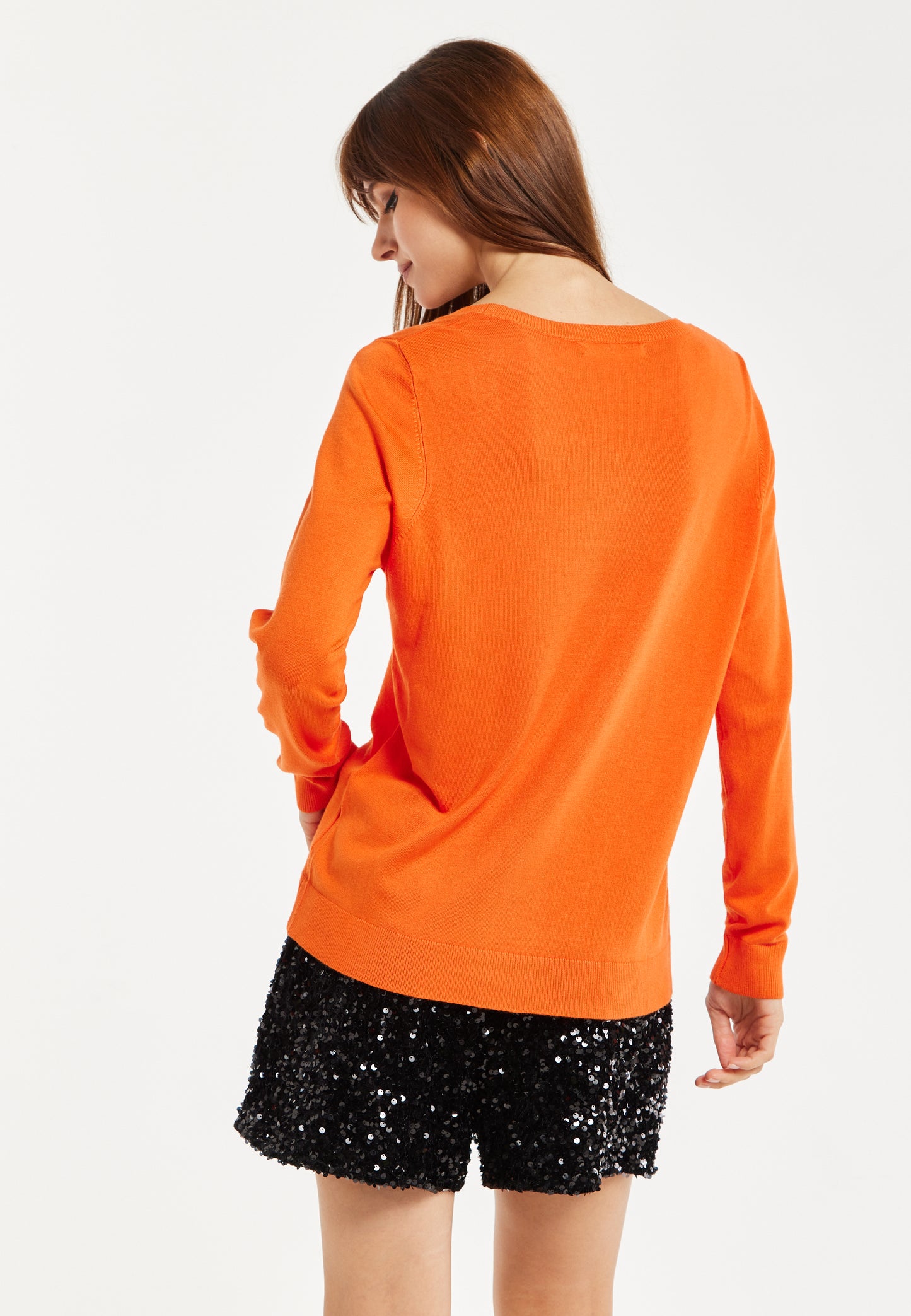 
                  
                    Liquorish Classic Round Neck Orange Pullover
                  
                