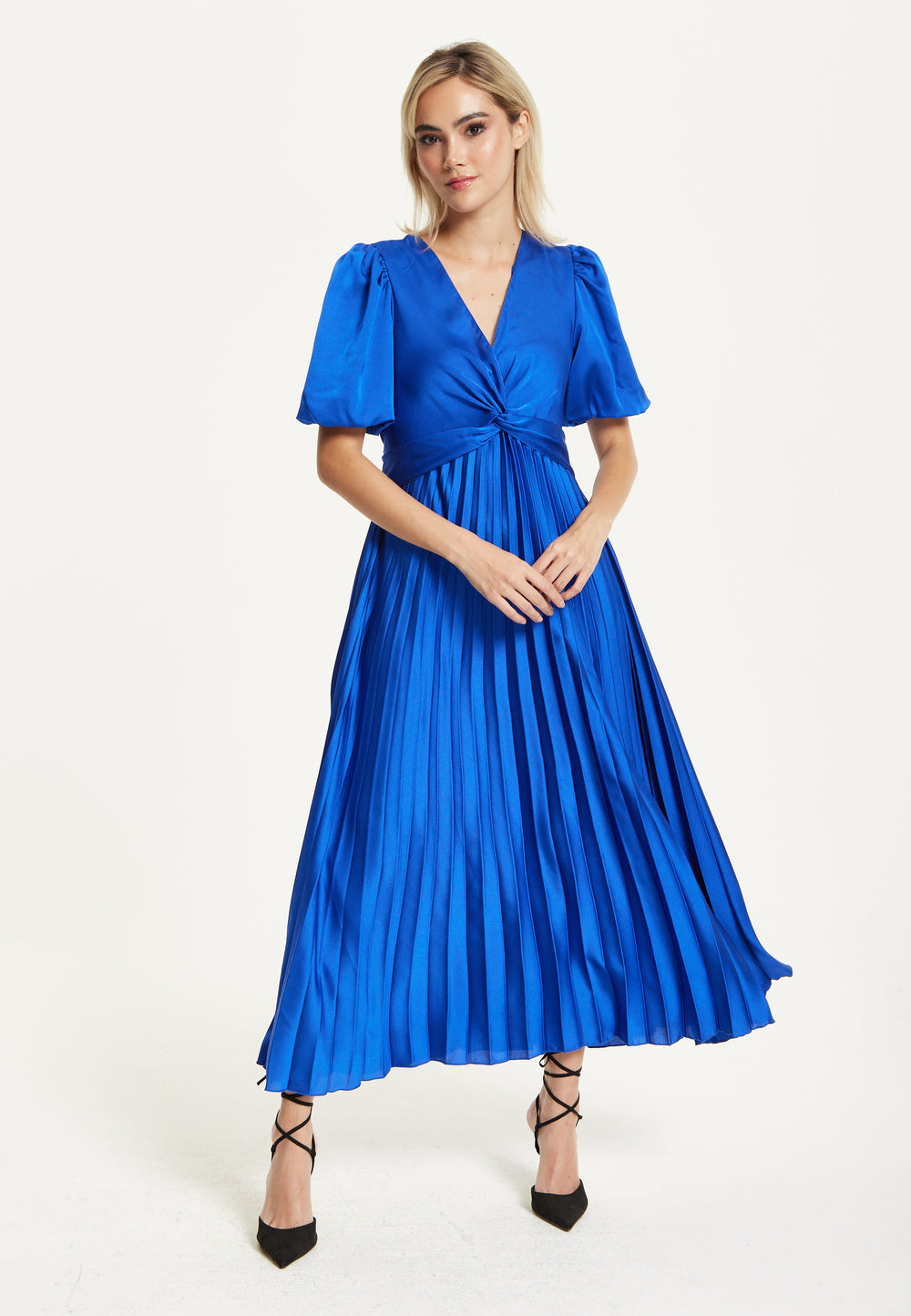 Royal Blue Pleated Midi Dress