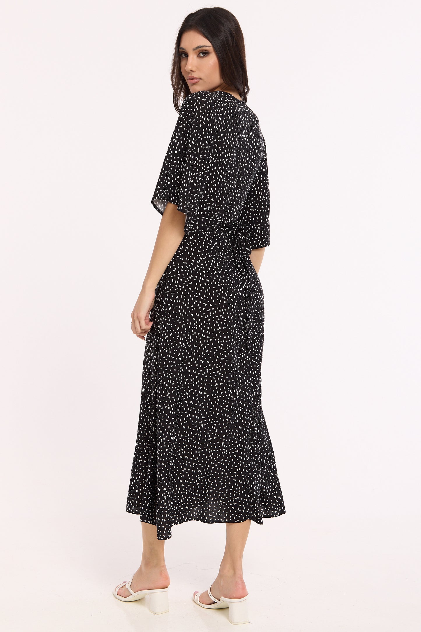 
                  
                    Black Polka Dot Wrap Maxi Dress
                  
                