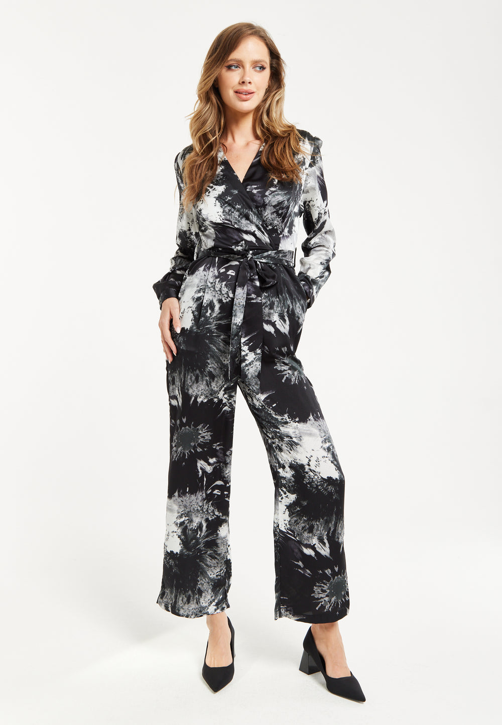 Mono Abstract Print Jumpsuit Long Sleeve